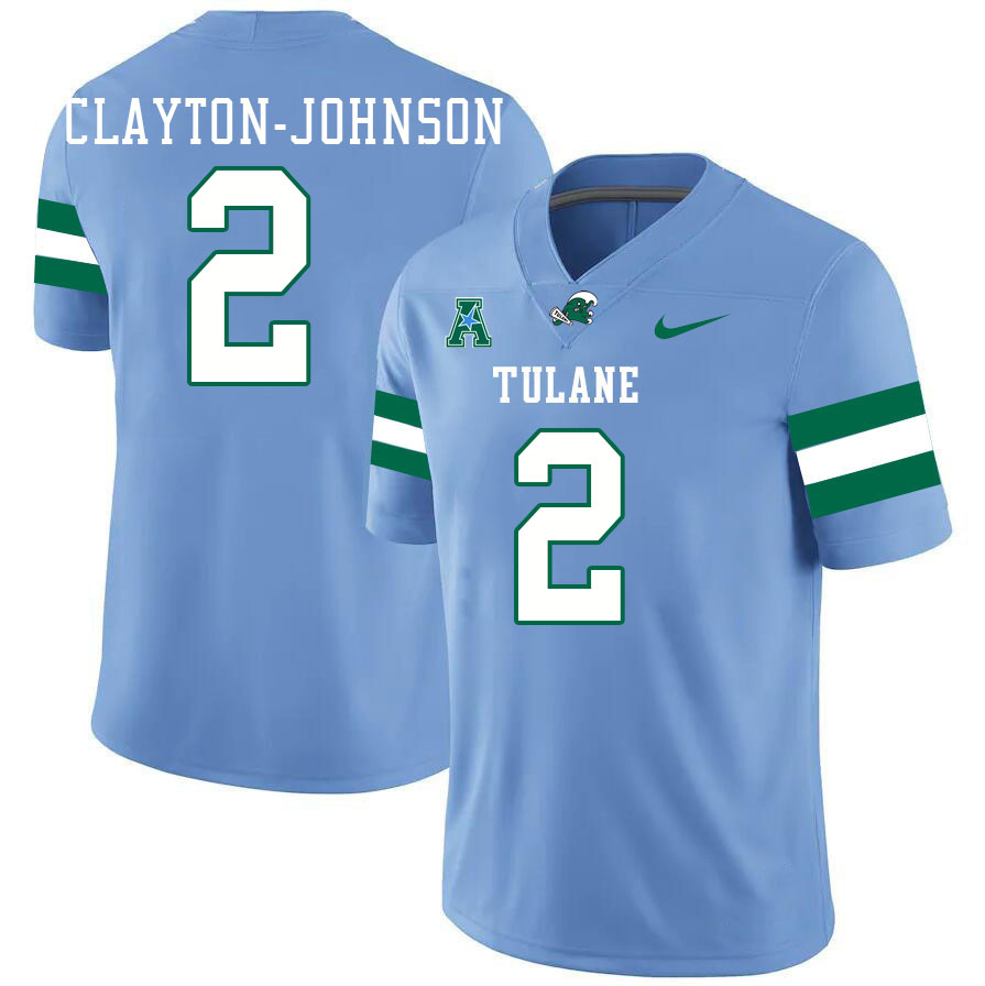 Tulane Green Wave #2 Shaadie Clayton-Johnson College Football Jerseys Stitched Sale-Blue